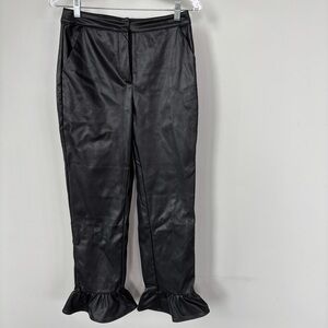 En Saison Faux Leather Ruffle Hem Pants Size S